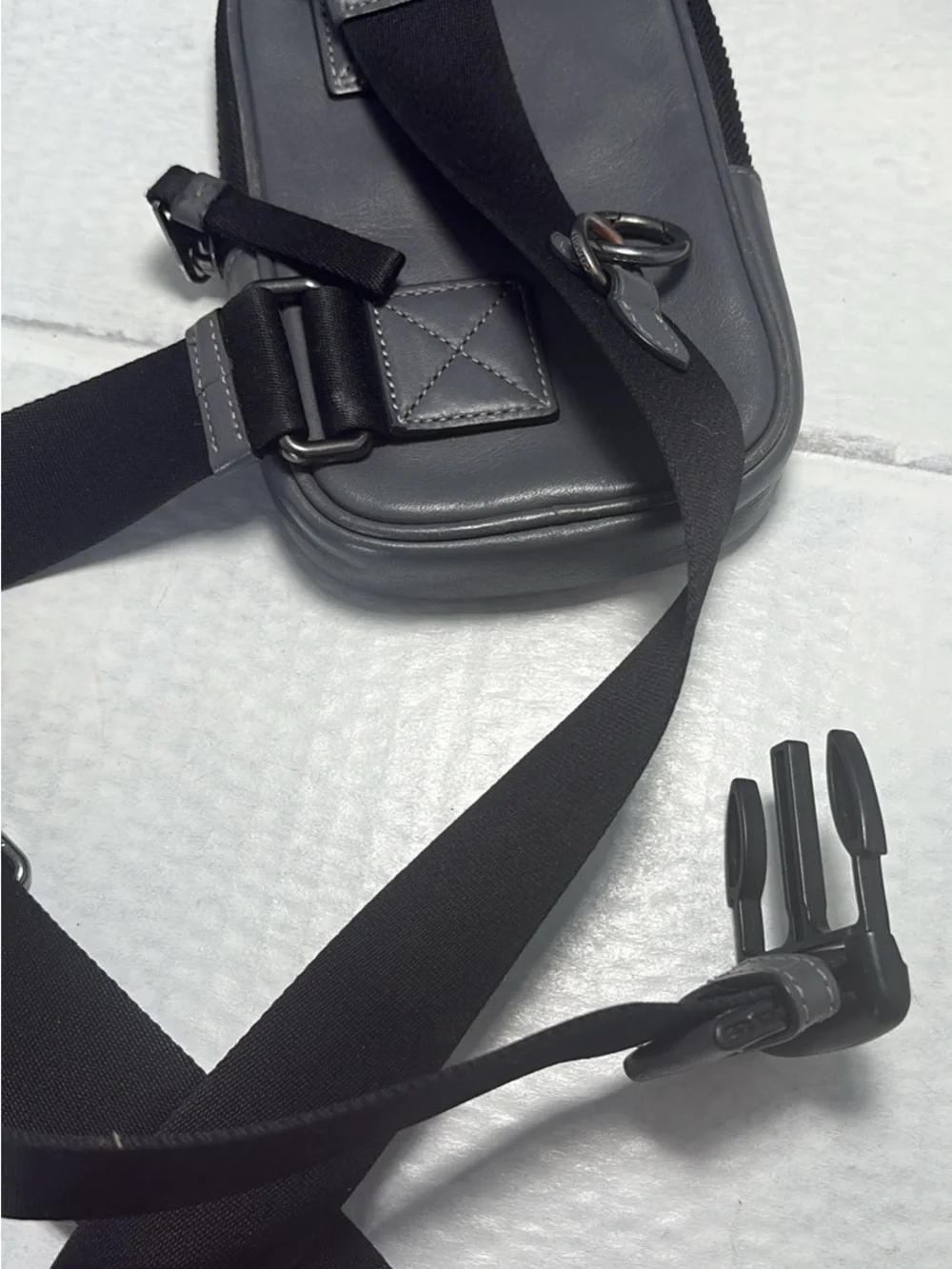 Coach Grey Leather a phone Pack- ID Patch Detail